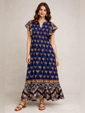 MAEVE x ANTHROPOLOGIE Cassandra Flutter Sleeve Maxi Boho Dress